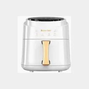 Silver Crest 8L Digital Air Fryer with Nesting Tongs Set White | DIRTY / DAMAGED AT BOTTOM SIDE/BOTTOM PART LOOSE