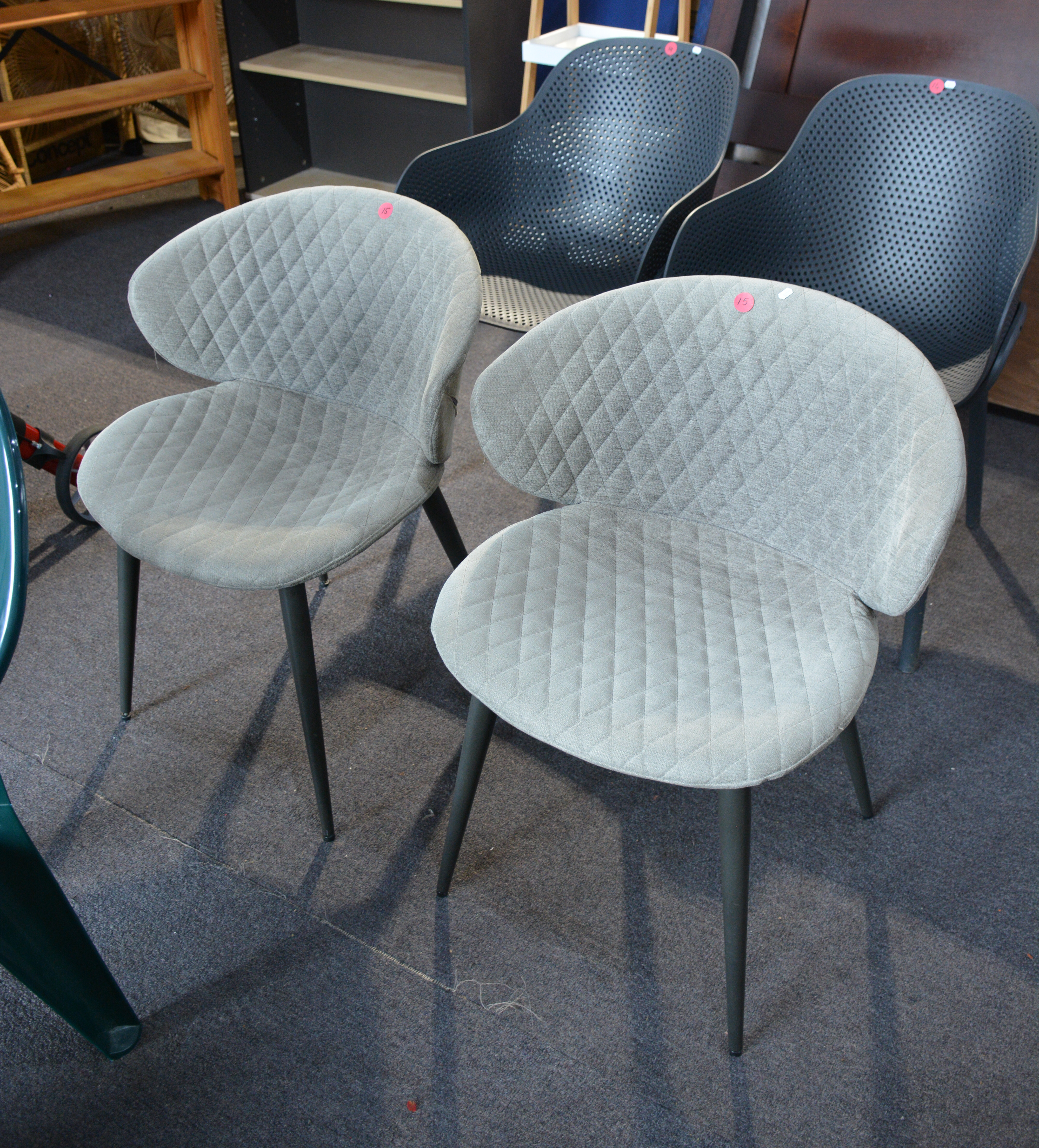 Pair of Grey Material Chairs — NZ auction result