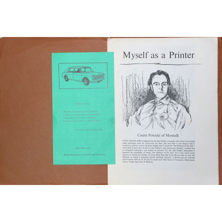 De MONTALK. GEOFFREY WLADISLAS VAILE POTOCKI [signed] [5 items] - Myself as a Printer.