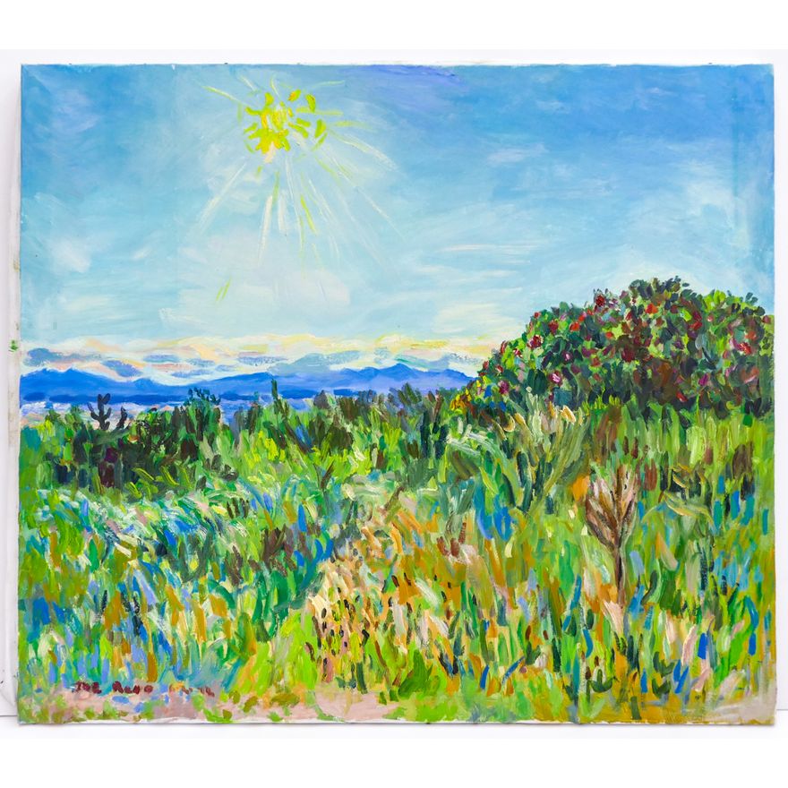 Joe Reno ''Green Landscape'' Signed 1992 Oil on Canvas 33.5''x38.25''