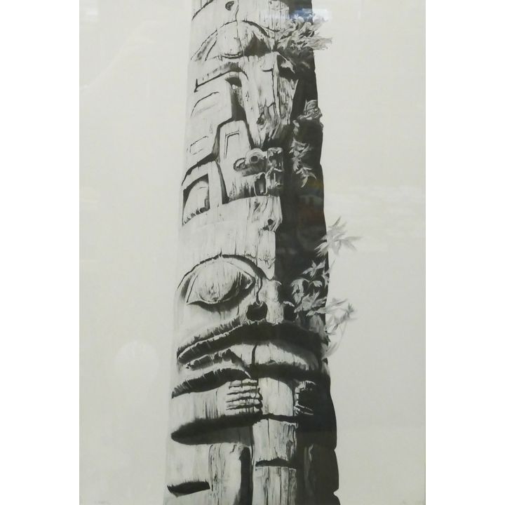 Val ''Chaatl Pole'' Totem Print Framed 21''x16''
