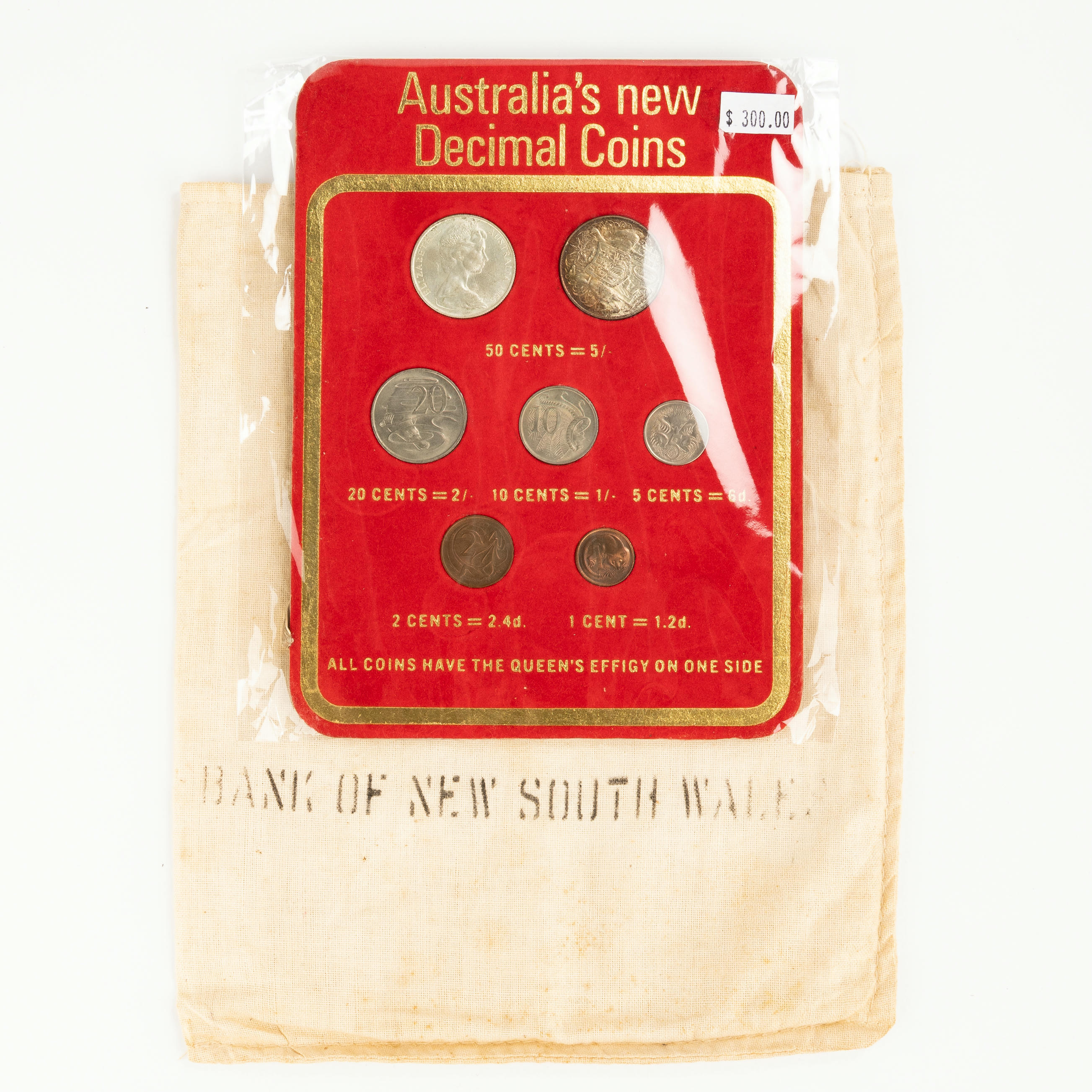 Elizabeth II, Australia's New Decimal Currency Bank Display Stand, One Cent - Fifty Cents, 1966, UNC