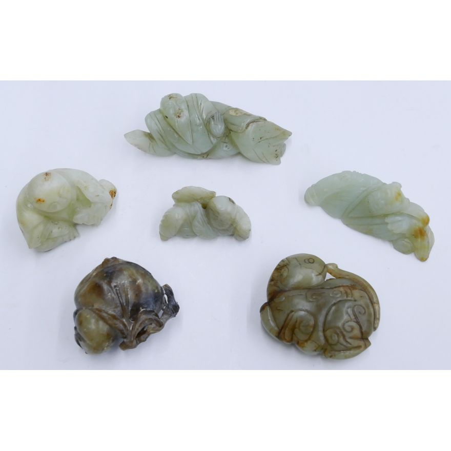 6pc Chinese Qing Jade Larger Pebble Carvings