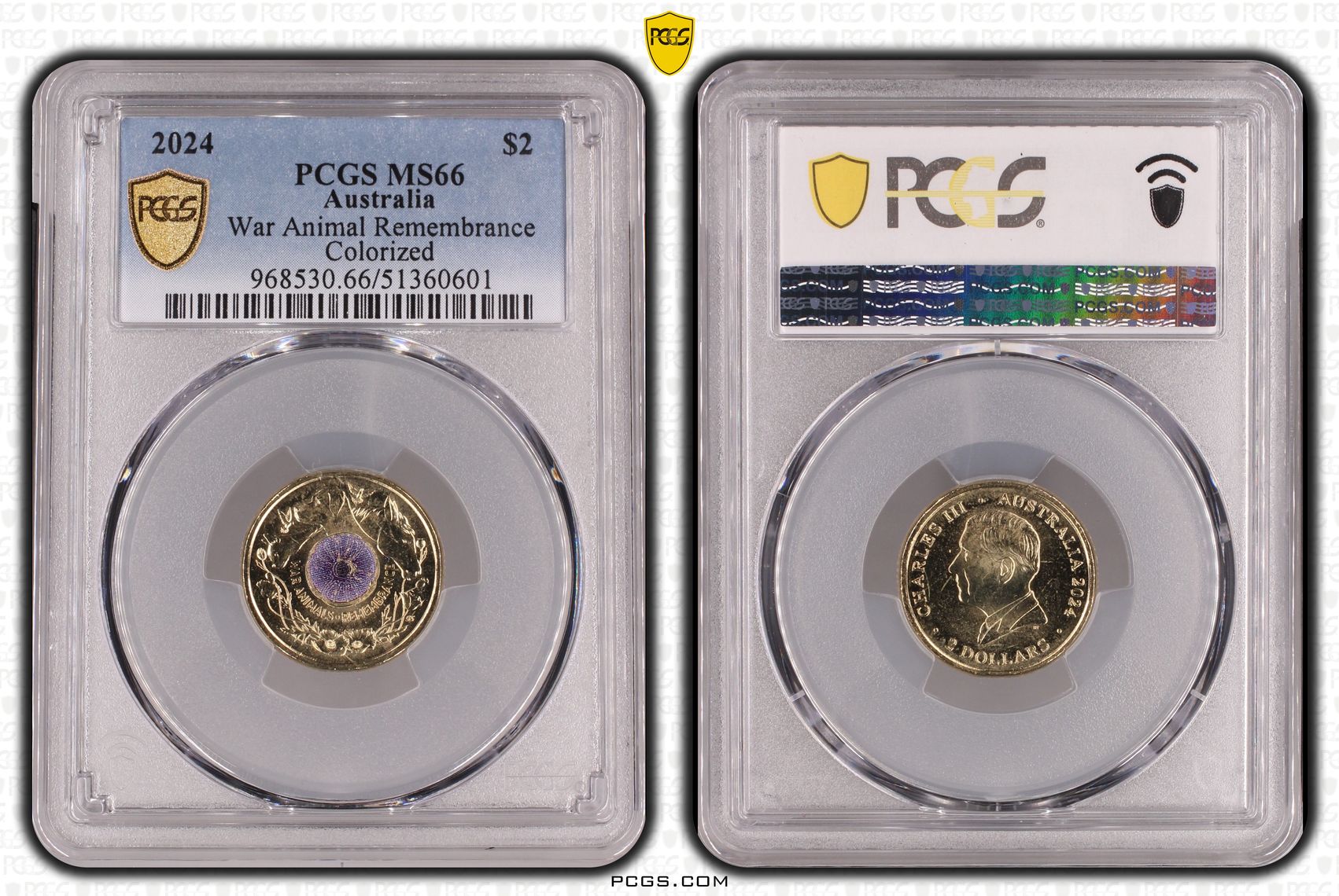 War Animal Remembrance Colorized, Two Dollar, 2024, PCGS MS66
