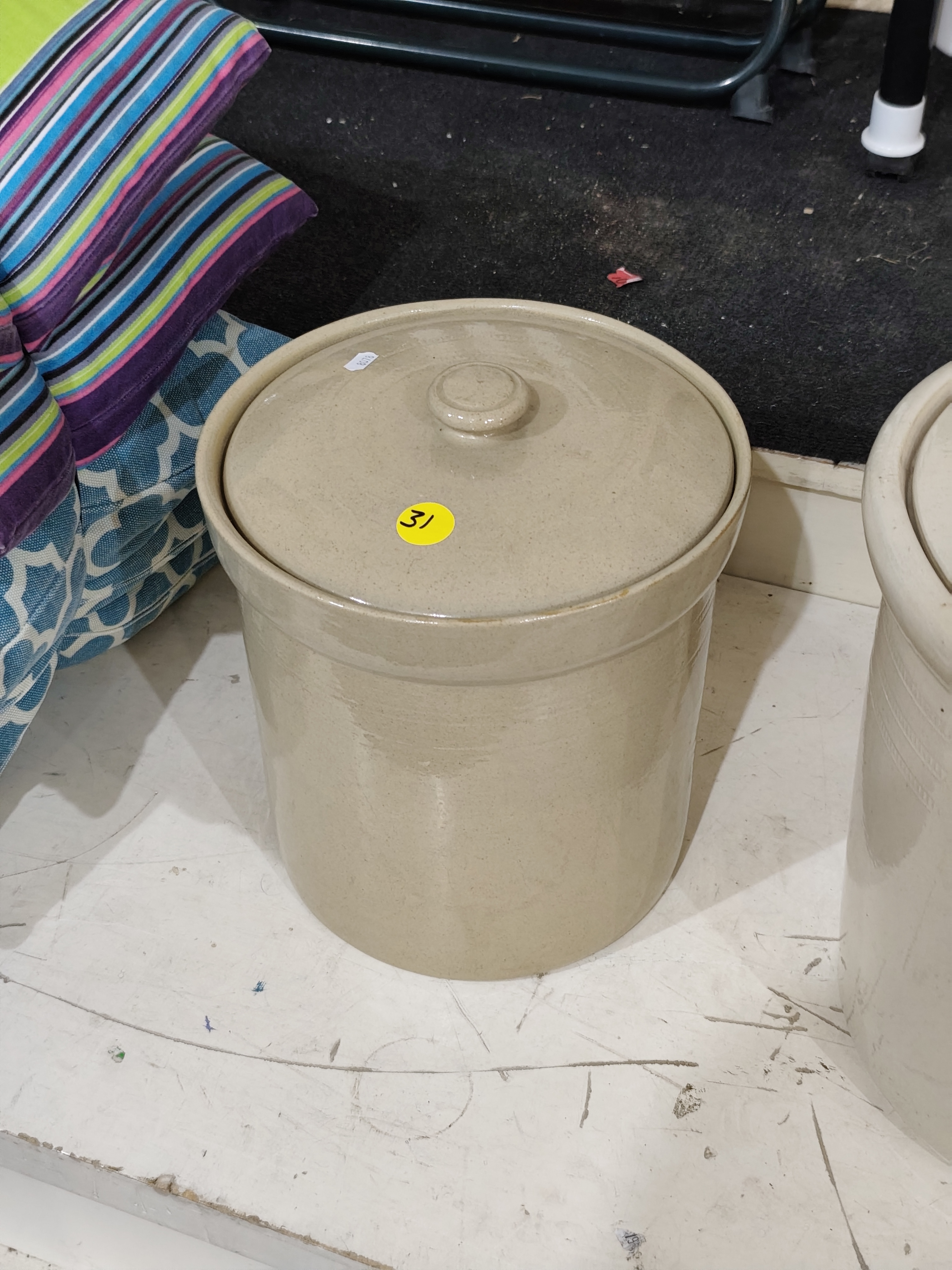 Large Vintage Stone Crock with Lid — NZ auction result