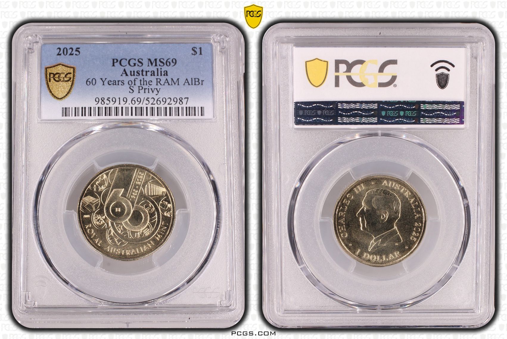 60 Years of the RAM AlBr Privy, POP 3/0, One Dollar, 2025-S, PCGS MS69