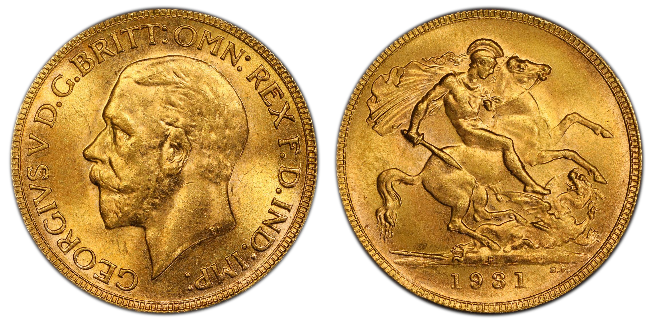 George V, S-4002, Sovereign, 1931-P, PCGS MS 64