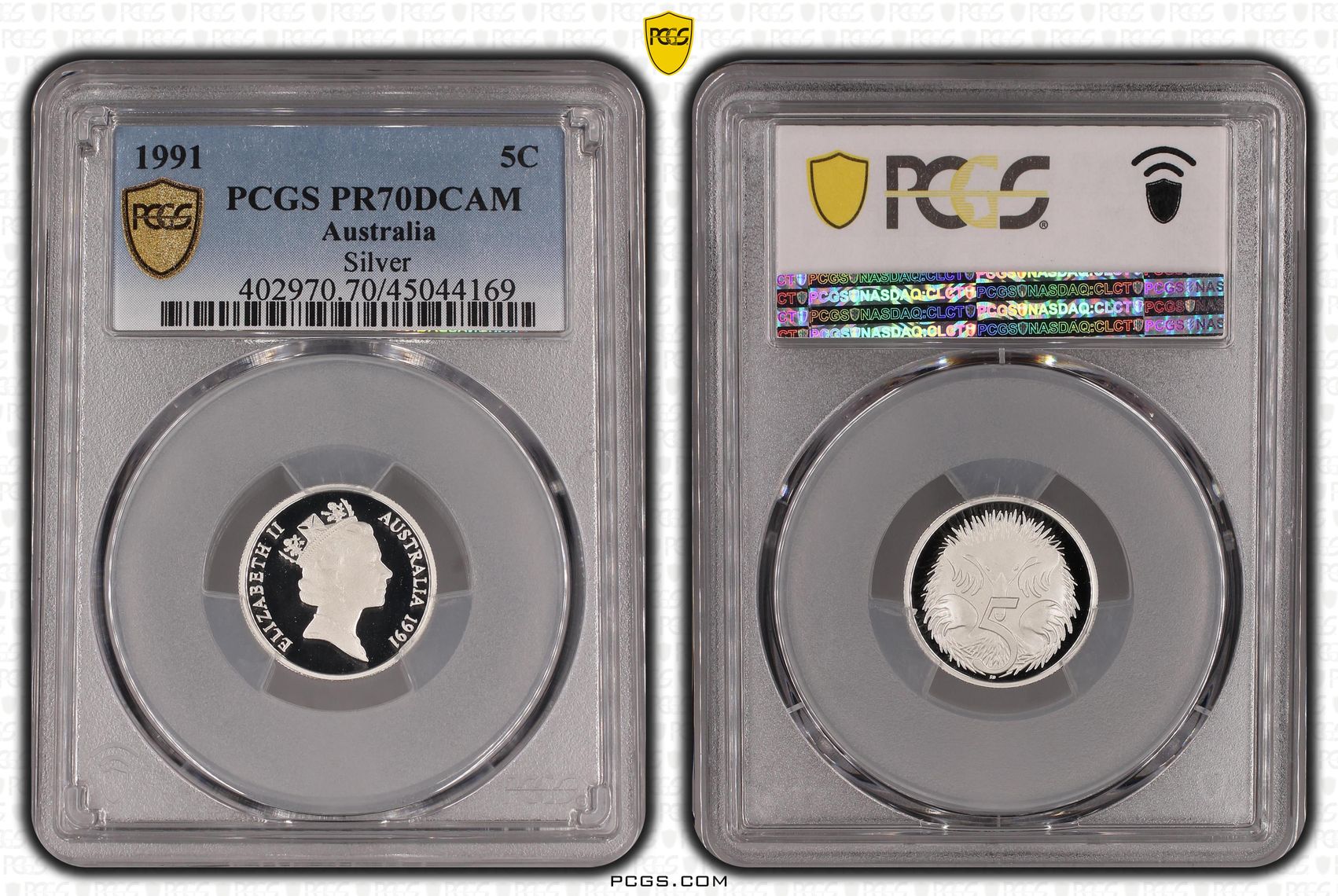 1991 Australia Five Cent, 5c Silver Proof Silver PCGS - PR70DCAM POP 71/0 -169