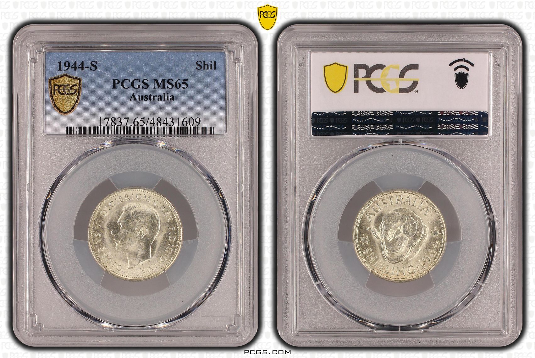 Shilling, 1944-S, PCGS MS 65