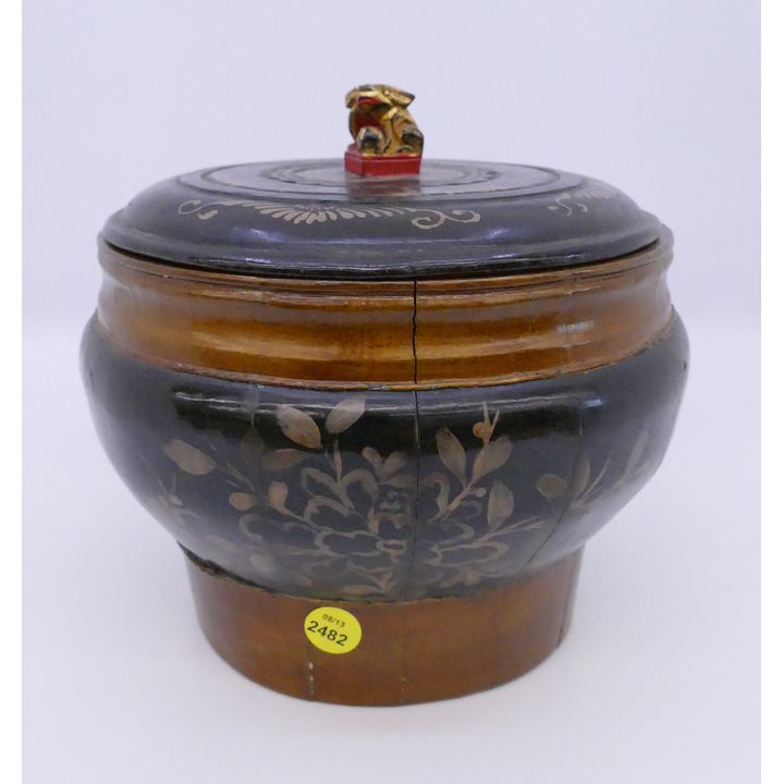 Old Chinese Lacquered Round Box- 8''