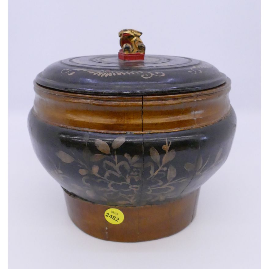 Old Chinese Lacquered Round Box- 8''