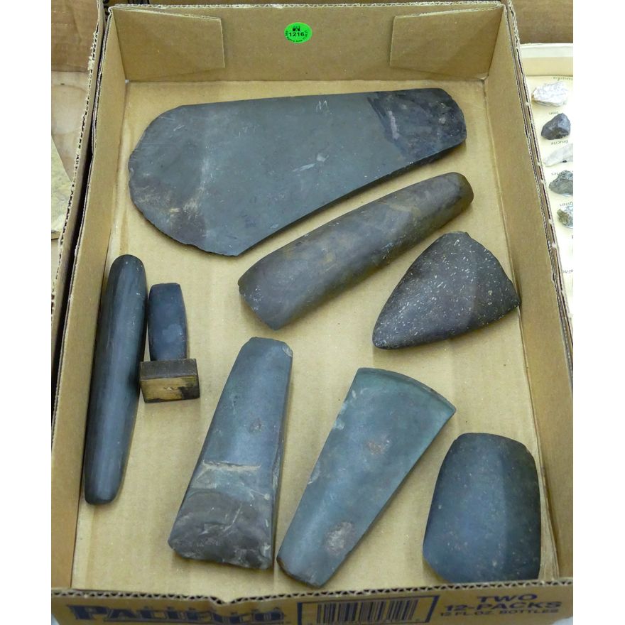 Box 8pc Old Stone Celts and Chisels