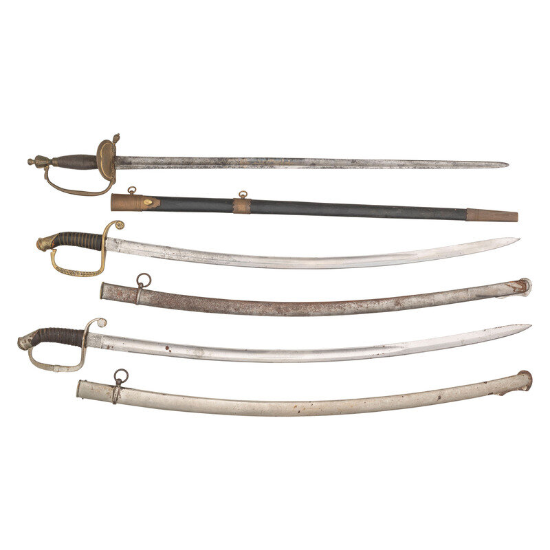 Lot of 3 Swords Including: British 1796 Pattern Spadroon and Two 19th ...