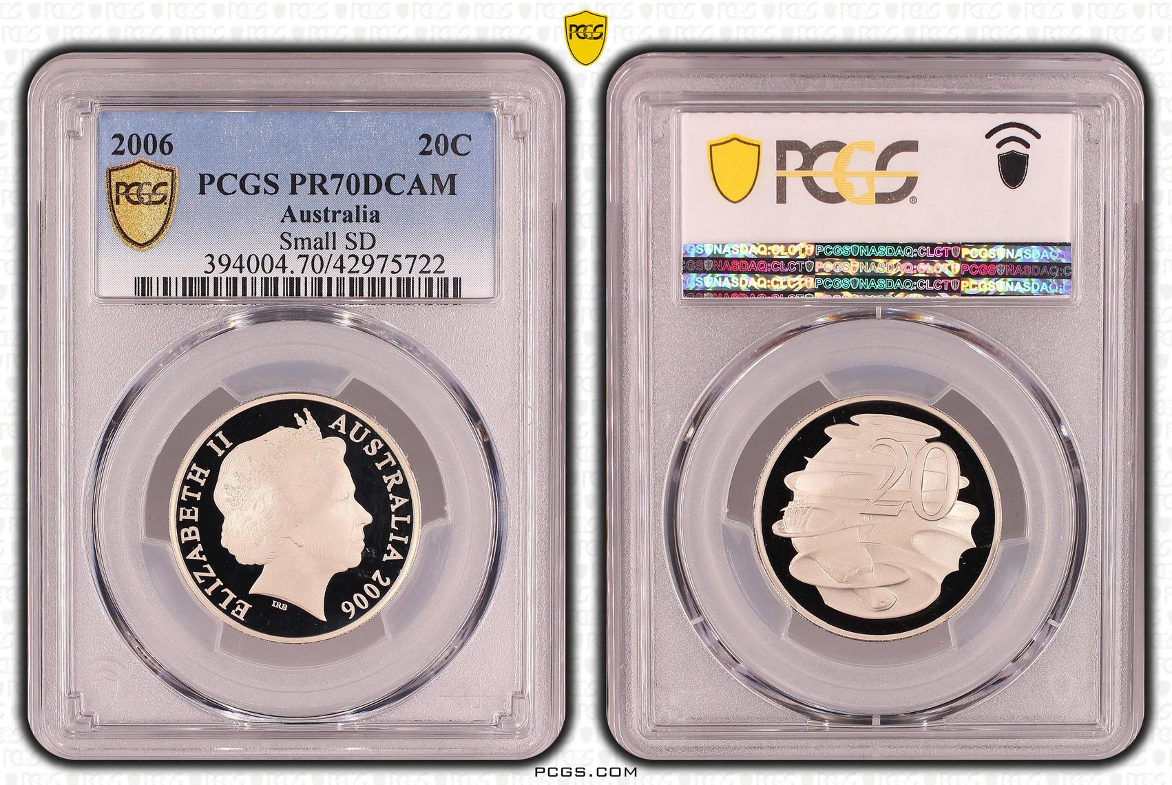 Elizabeth II, Small SD, Twenty Cent, PR70DCAM , 2006 PCGS POP - 31/0
