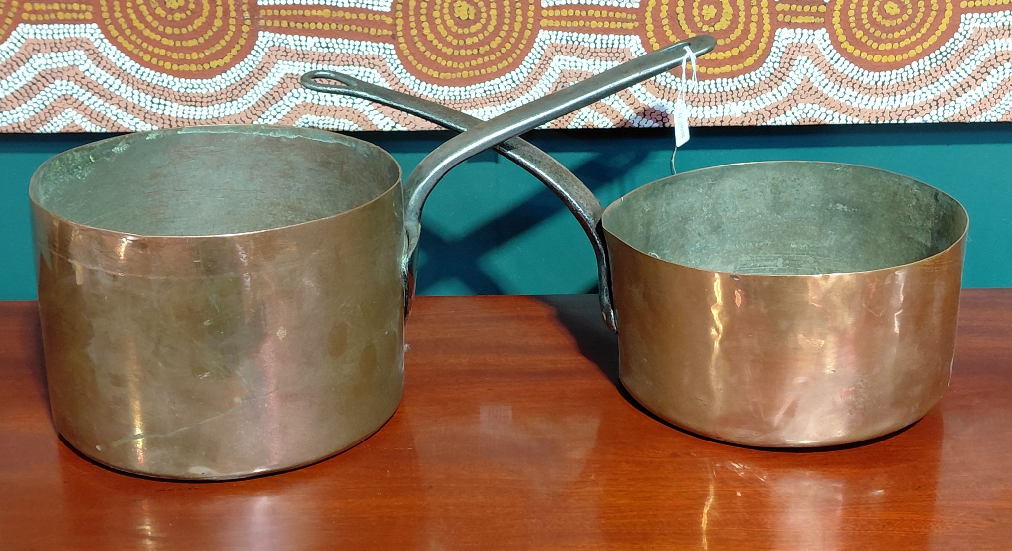 Two Antique French Copper Saucepans