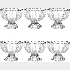 LAWEI 6 PACK GLASS DESSERT BOWLS - 5 OZ GLASS ICE CREAM CUPS MINI TRIFLE FOOTED DESSERT BOWLS FOR DESSERT, SUNDAE, ICE CREAM, SALA