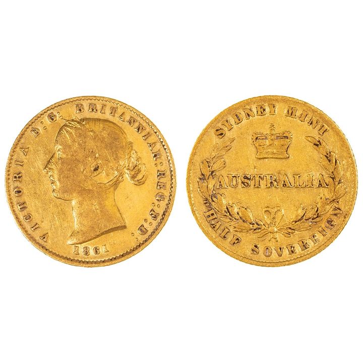 Victoria, Half Sovereign, 1861, VG