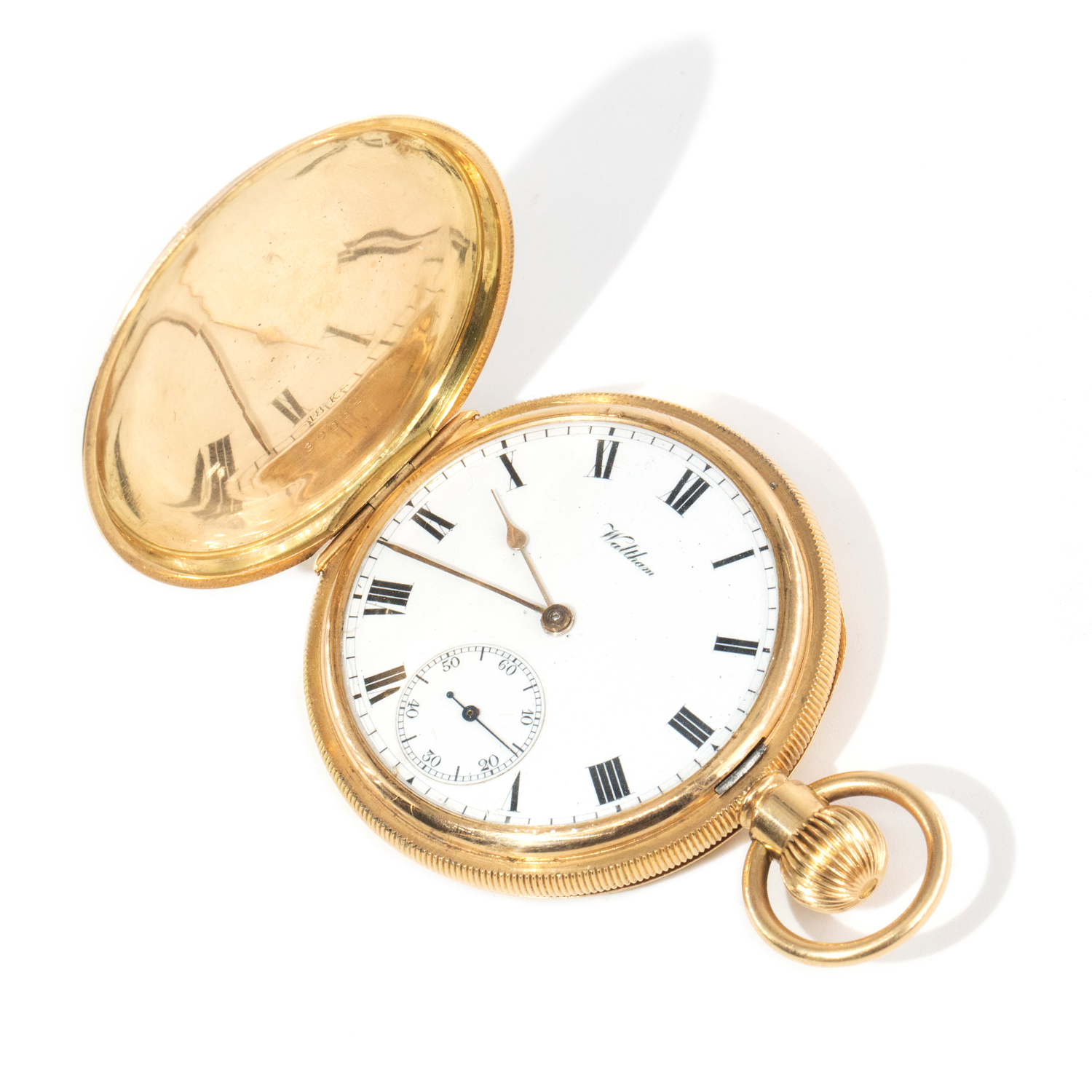 Waltham “Traveler” 18s Full Hunter Pocket Watch 18K Gold , Circa 1900s