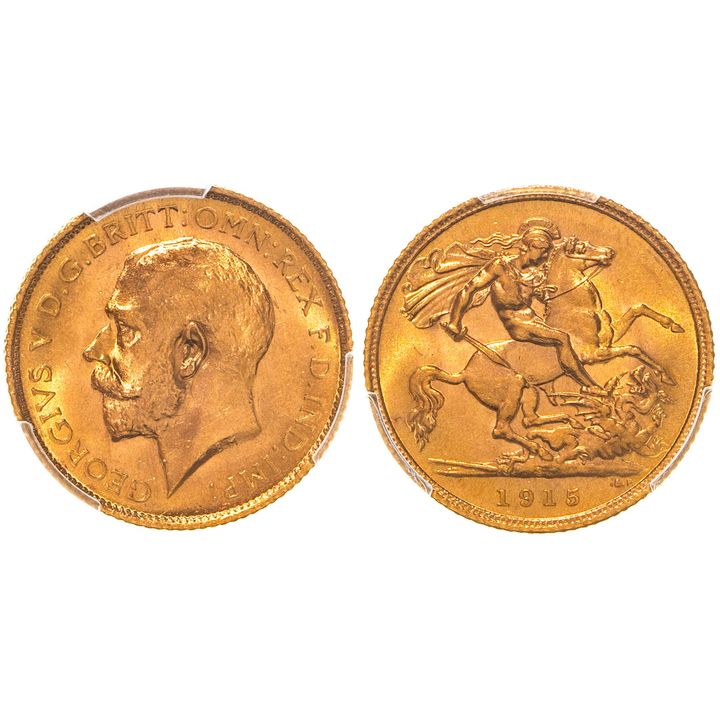 George V, Half Sovereign, 1915-S, PCGS MS 64