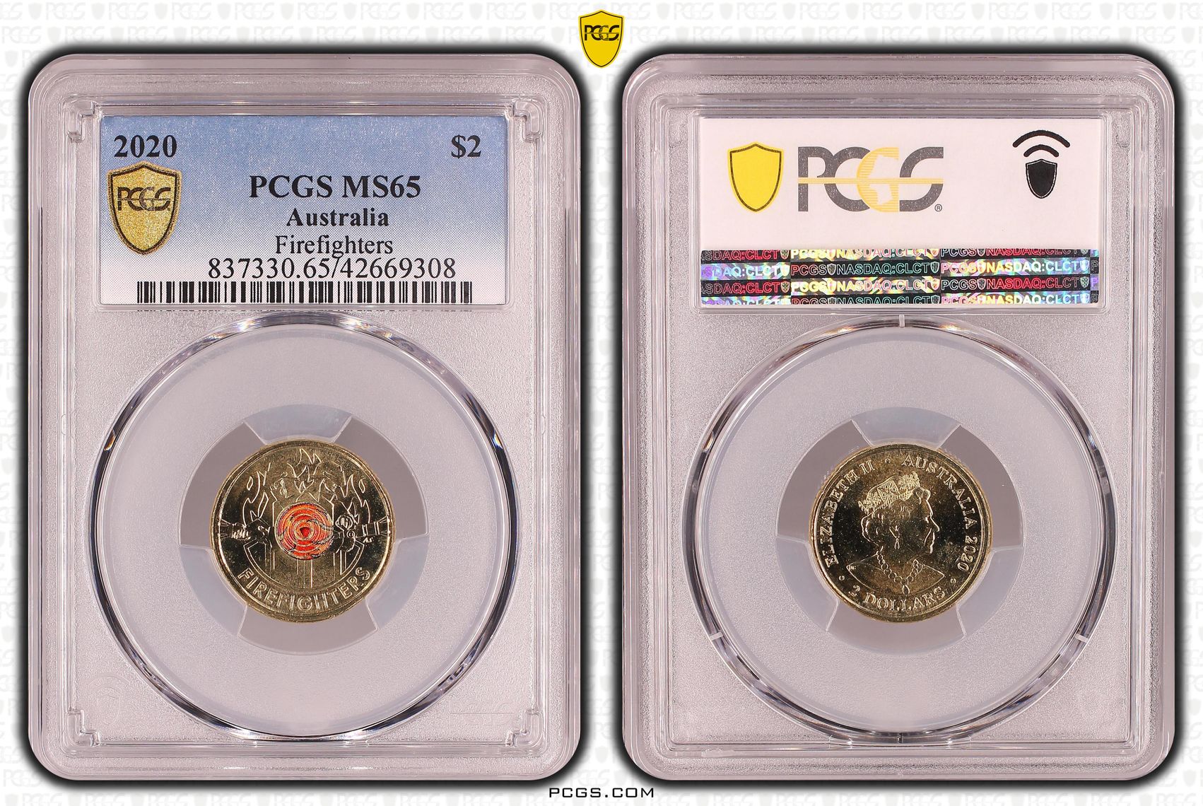 Firefighters Colorized , Two Dollar, 2020, PCGS MS65