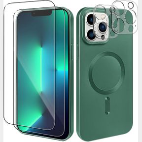 5 IN 1 MAGNETIC FOR IPHONE 13 PRO CASE 6.1 INCH, WITH 2X CAMERA LENS PROTECTOR + 2X SCREEN PROTECTOR 10 FT DROP PROTECTION SLIM SH