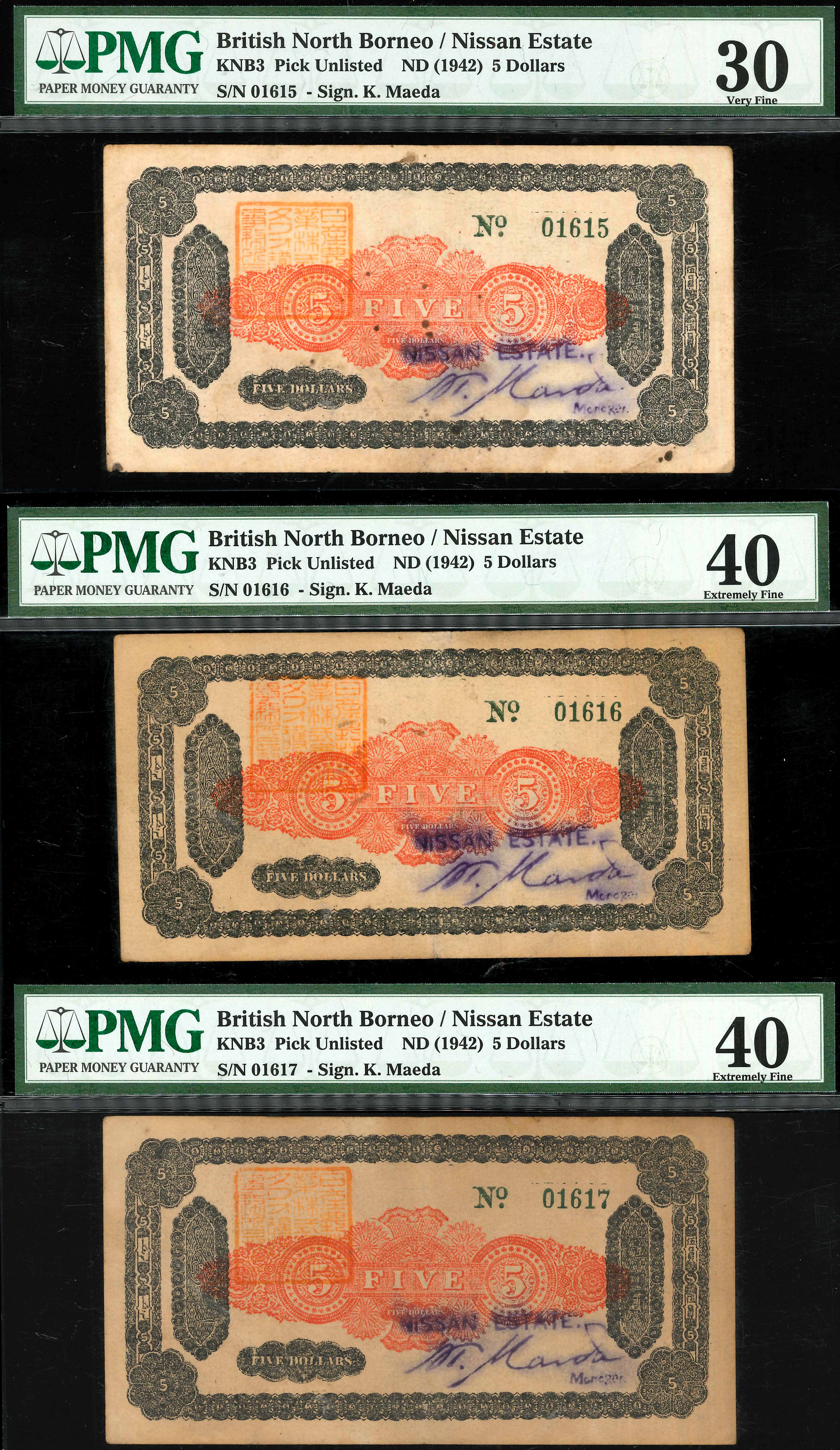 British North Borneo, Nissan Estate, 1942, 5 Dollars, P-Unlisted 