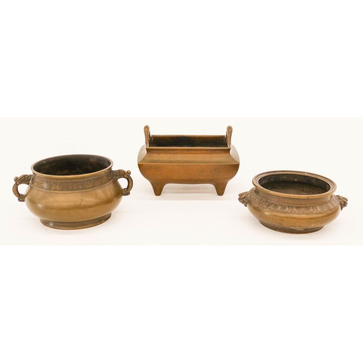 3pc Old Chinese Bronze Censers 4.5'' to 5'' Long