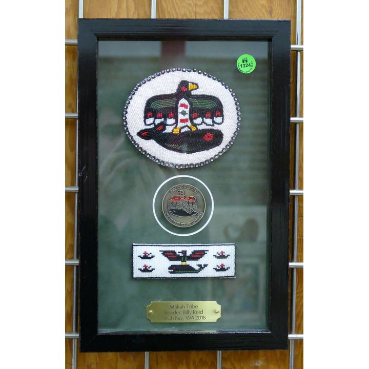 Billy Reid (Makah) Beaded Buckles Framed 13''x8''