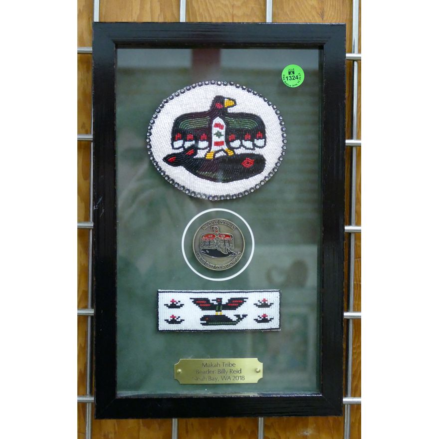 Billy Reid (Makah) Beaded Buckles Framed 13''x8''