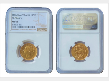 1886 VICTORIA YOUNG HEAD MELBOURNE MINT GEORGE & DRAGON GOLD SOVEREIGN MS61