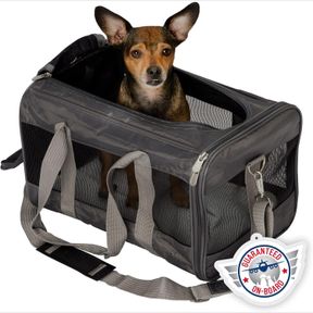 SHERPA ORIGINAL DELUXE TRAVEL BAG PET CARRIER, AIRLINE APPROVED & GUARANTEED-ON-BOARD - MESH PANELS & SPRING FRAME, LOCKING SAFETY