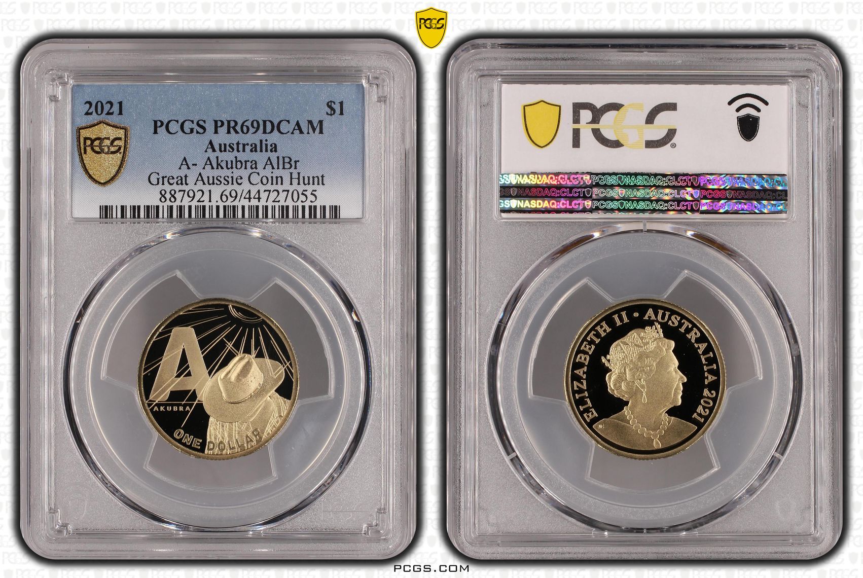 2021 Australia One Dollar, $1 Proof A- Akubra AlBr PCGS - PR69DCAM -055
