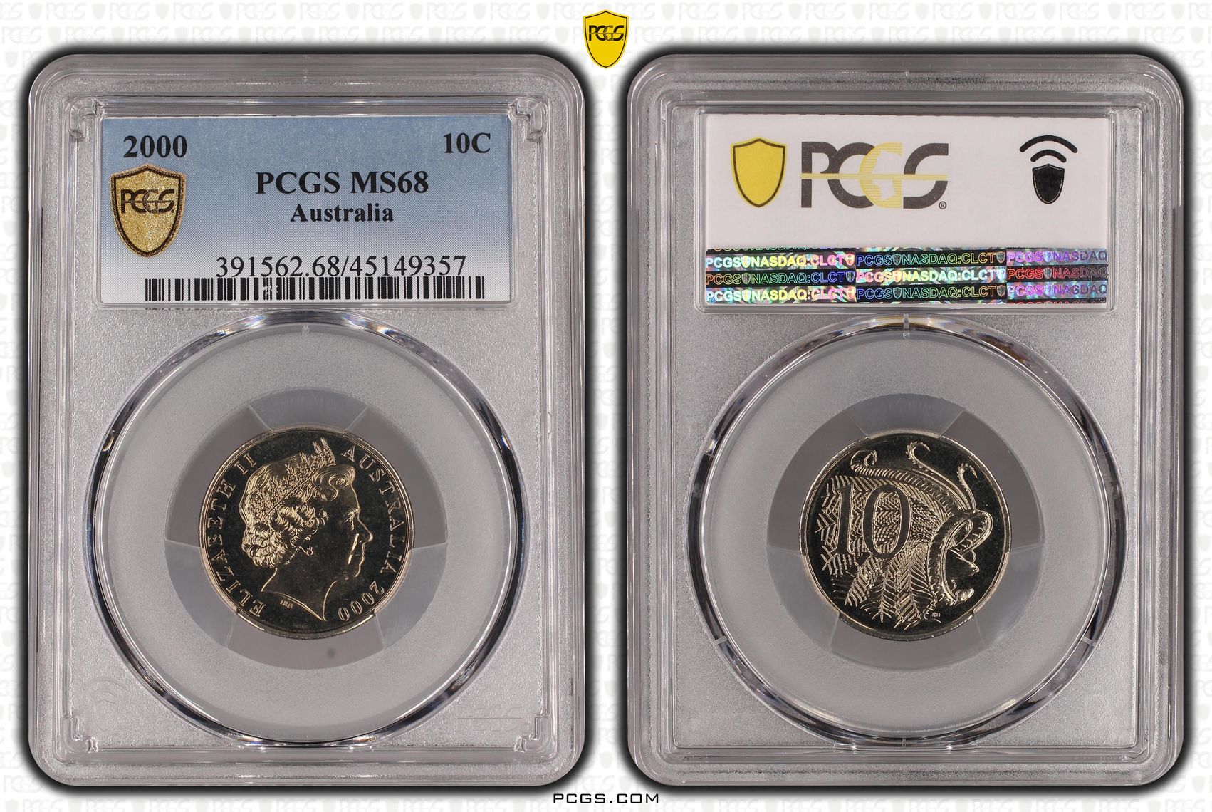 2000 Australian Ten Cent, 10c PCGS - MS68 -357