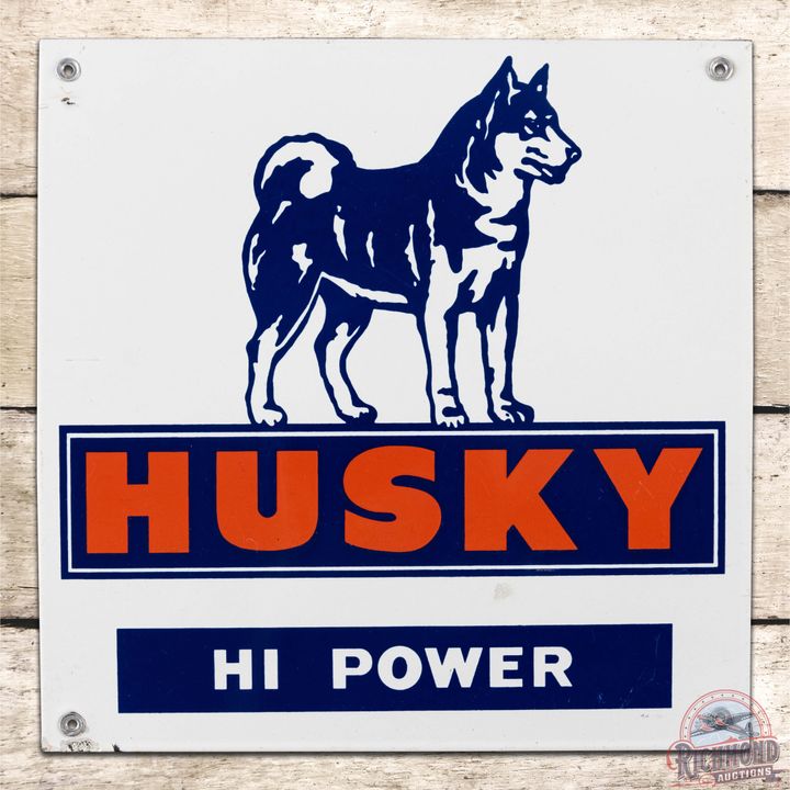 Husky Hi Power Single Sided Porcelain Pump Plate Sign