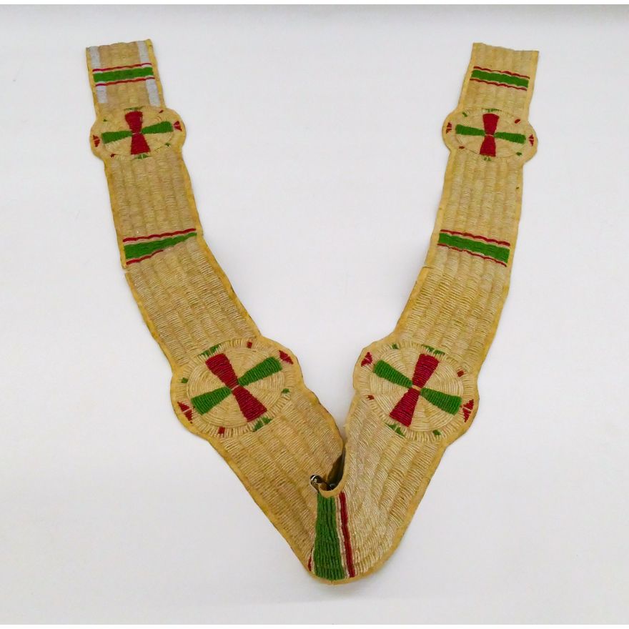 Old Plains Indian Beaded Leather Strap or Belt