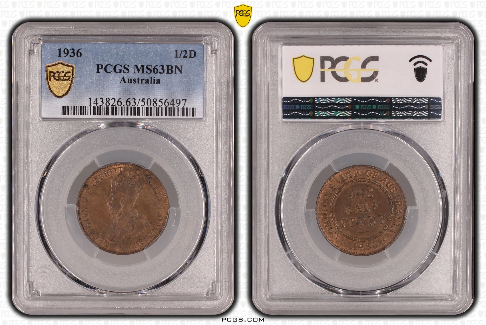 Halfpenny, 1936, PCGS MS63BN