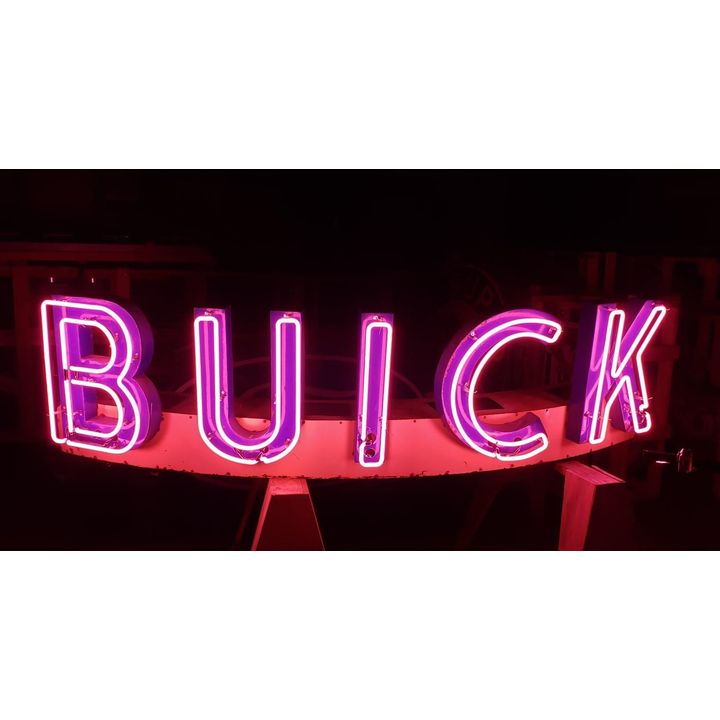 Rare Buick Curved Dealership Neon Porcelain Sign TAC 8.25
