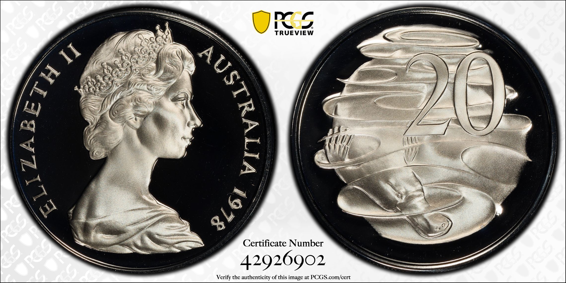 175 · 1978 Australia Twenty Cent, 20c PCGS - PR70DCAM POP 11/0 -902