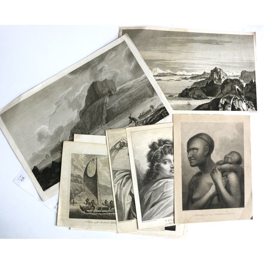 ENGRAVINGS [9x] , From: James Cook - A Voyage Towards the South Pole.