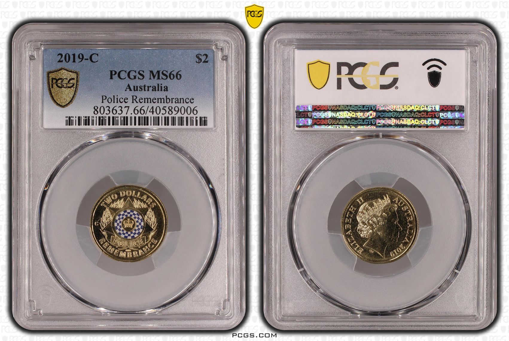 2019-C Australia Two Dollar, $2 Police Remembrance PCGS - MS66 -006