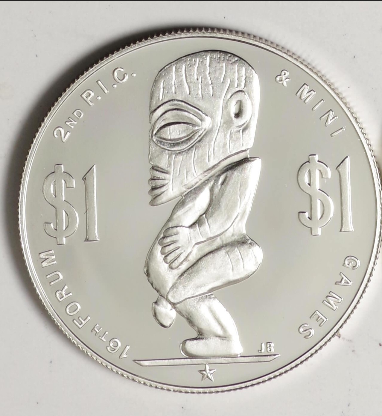 クック諸島-Cook islands 太平洋ミニ競技大会記念（タンガロア図）1ドル銀貨 1985年 ピエフォープルーフ KMP1 | Taisei  Auction