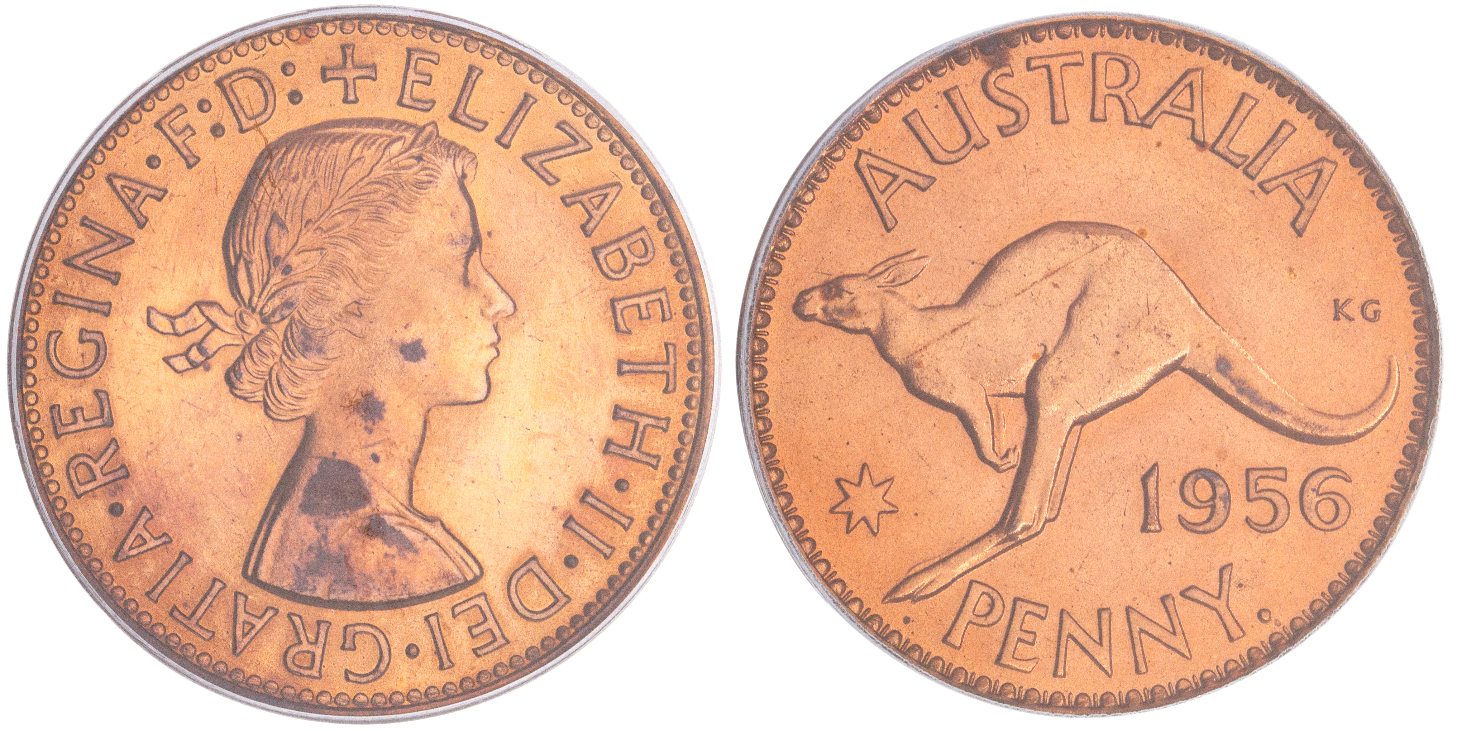 Elizabeth II, Penny, 1956-Y., PCGS PR 62RB