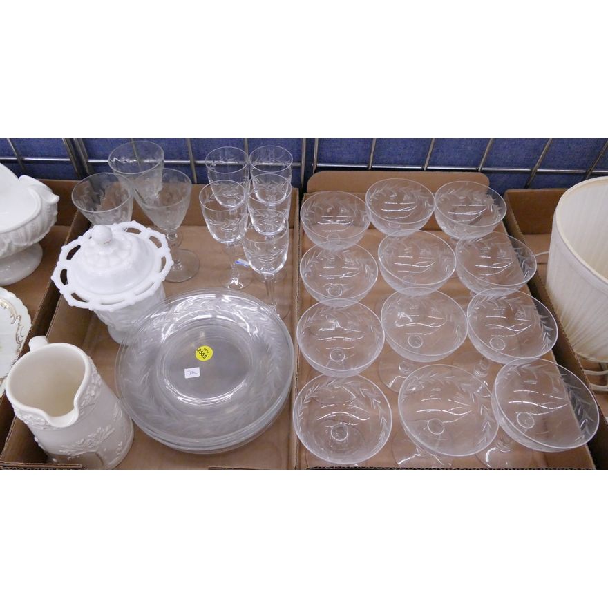 2 Boxes Etched Stemware