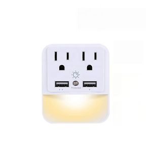 2 PK SOLIDFIRE LED 2 USB 2 SOCKET NIGHT LIGHT &SURGE PROTECTOR