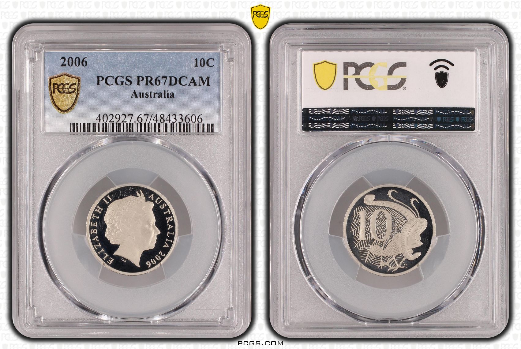 Elizabeth II, Ten Cent, 2006, PCGS PR67DCAM