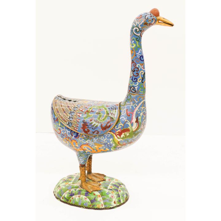 Large Chinese Cloisonne Goose Figure 29''x17''