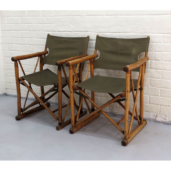 PAIR OF JUNGLE FURNITURE FOLDING CAMPAIGN CHAIRS