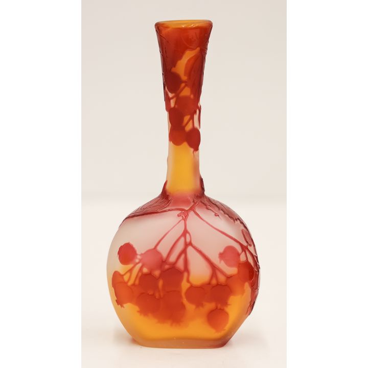 Galle Red Berries Cameo Glass Bud Vase