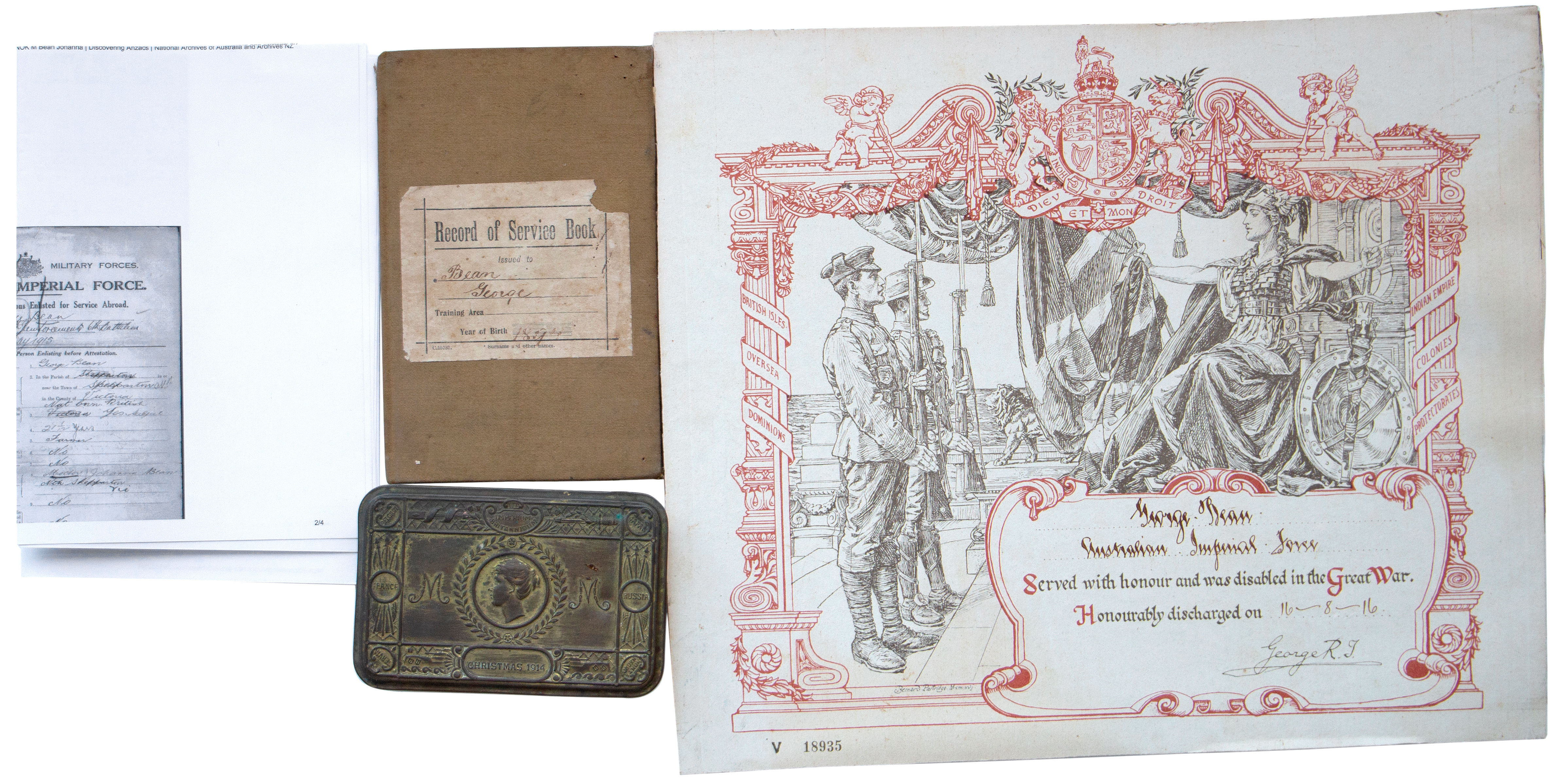 ANZAC Interest, ANZAC Casualty's Service Record Book, 1914 - 1918, VGC