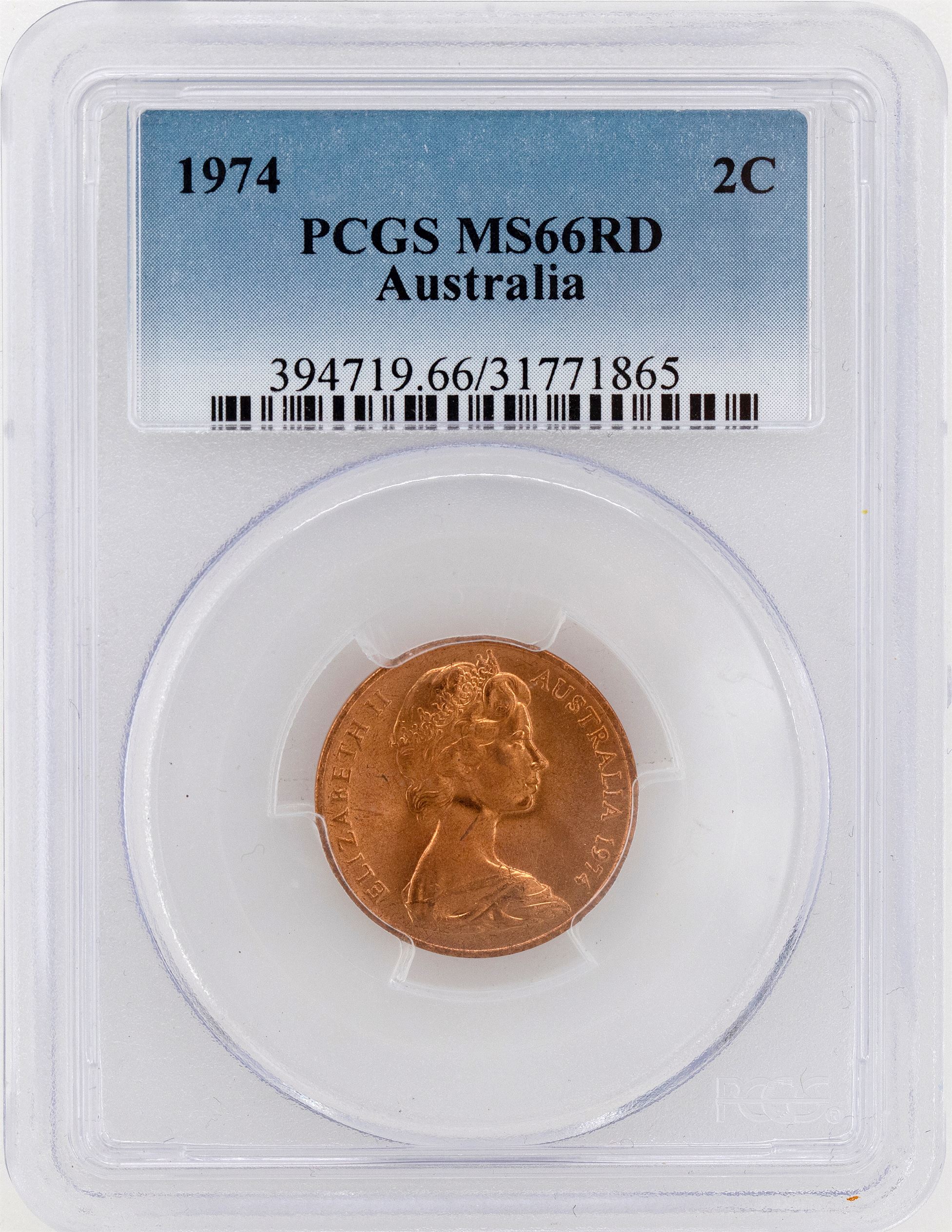 1974 Australia Two Cent, 2c PCGS - MS66RD -865